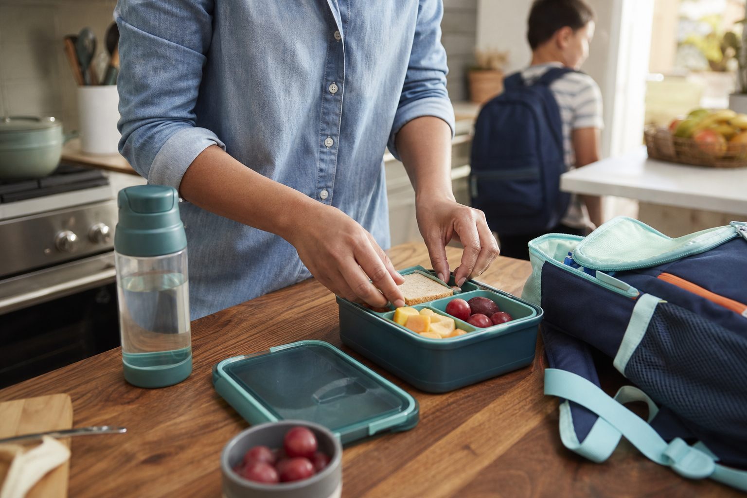 Everyday scene related to school lunch box