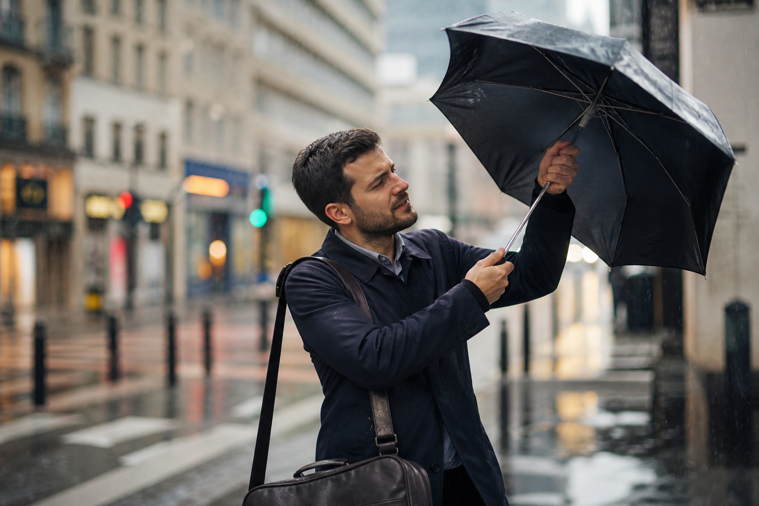 Everyday scene related to travel umbrella