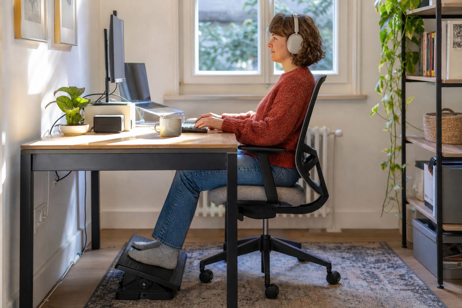 Everyday scene related to desk footrest