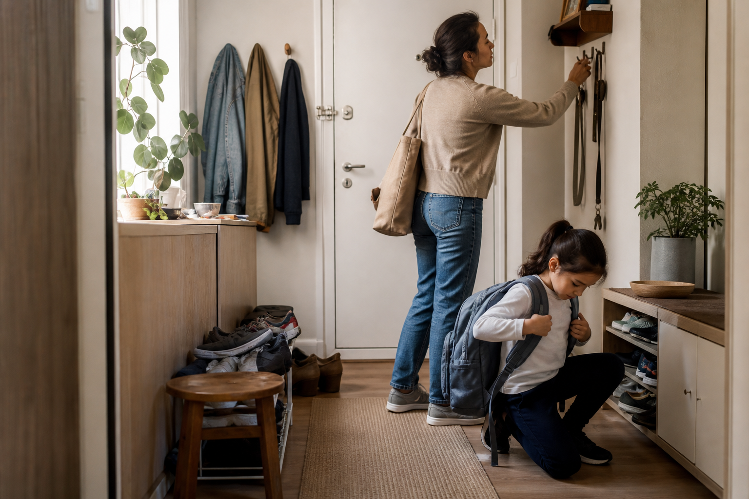 A practical, organized home entryway